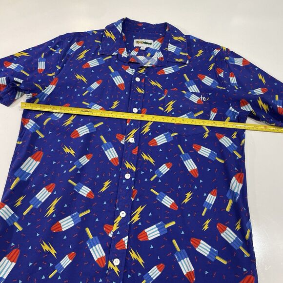 TIPSY ELVES 4TH OF JULY MEMORIAL DAY Popsicle Red White Blue Button Down Shirt L - Picture 5 of 6